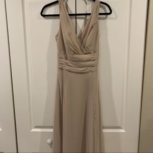 David’s Bridal Surplice Tank Long Chiffon Biscotti